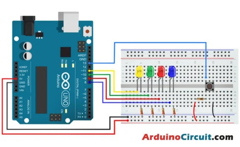 Arduino Push Button With Multiple LEDs Tutorial : 4 Steps - Instructables