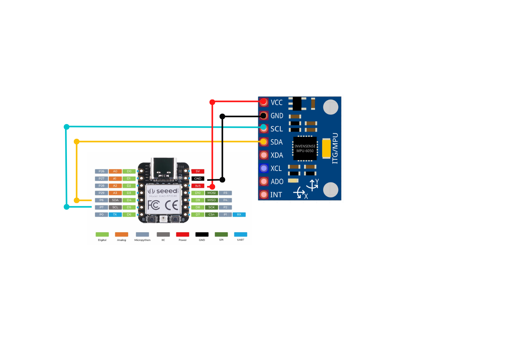 How to Connect the MPU6050 to the XIAO RP2040