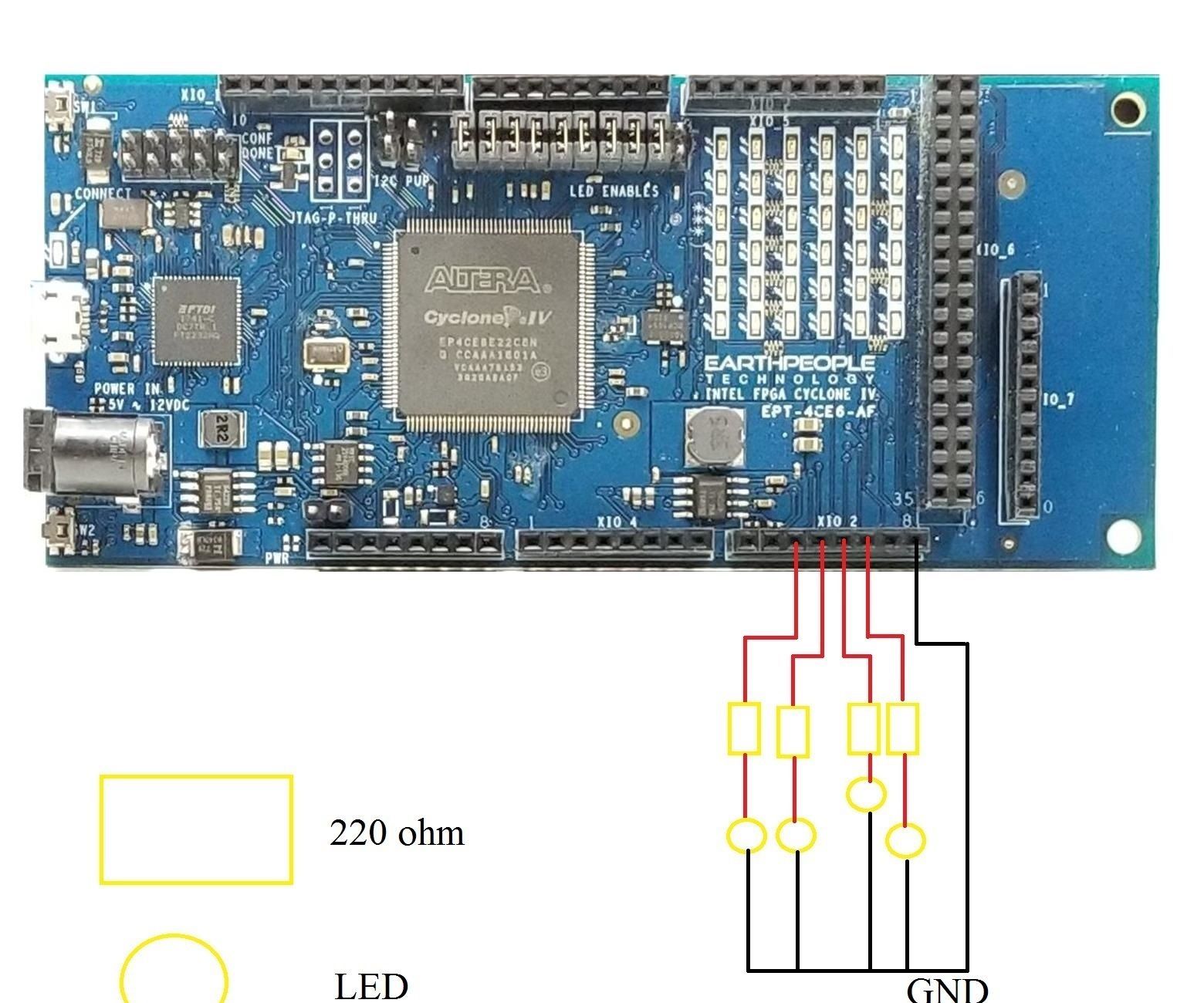 FPGA Cyclone IV DueProLogic - Push Button & LED