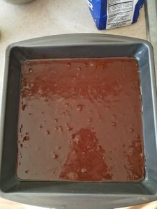 Grease a 9x9 Baking Pan With Either Butter or Oil and Pour in the Mixture.