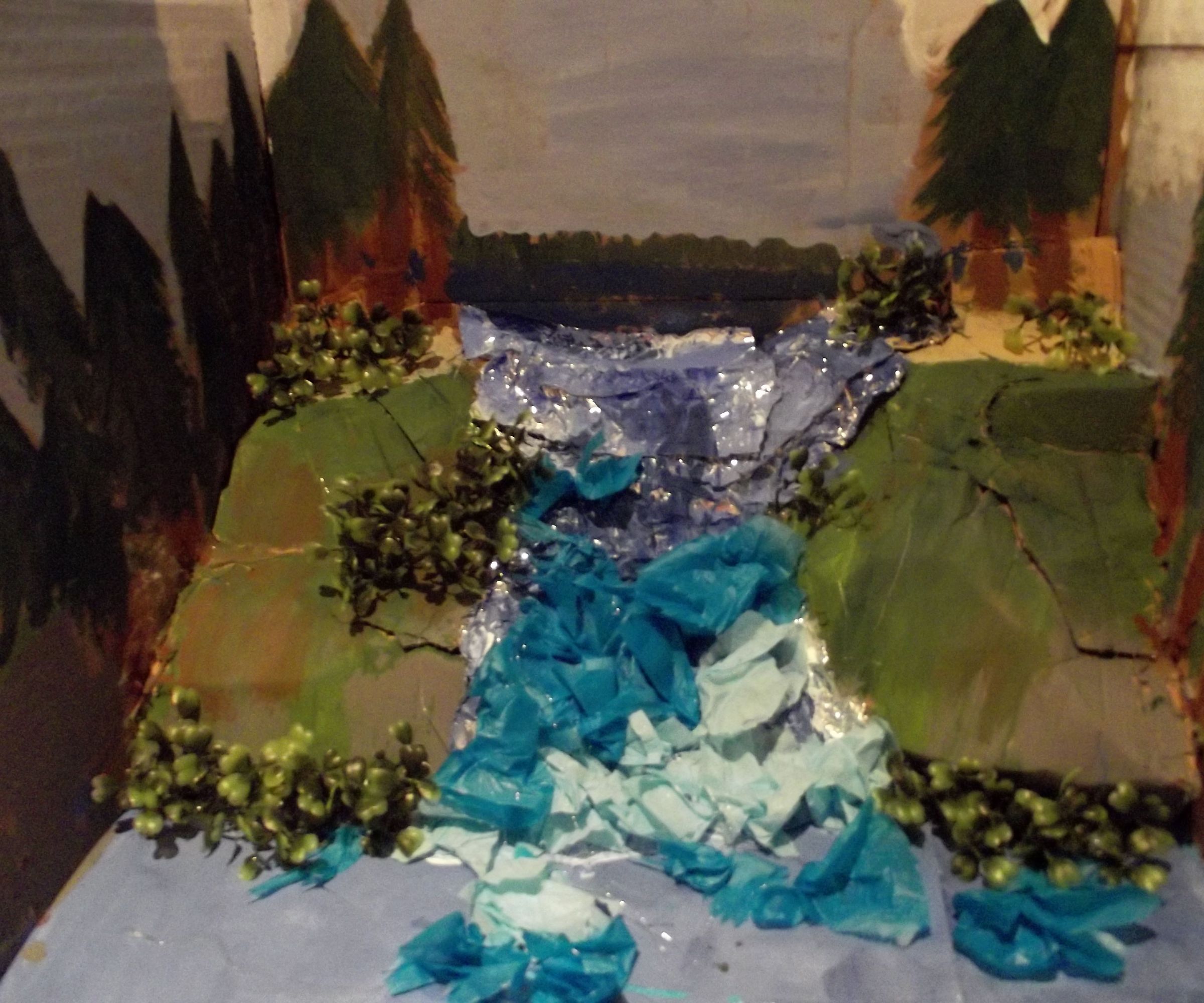 Cardboard Waterfall Diorama