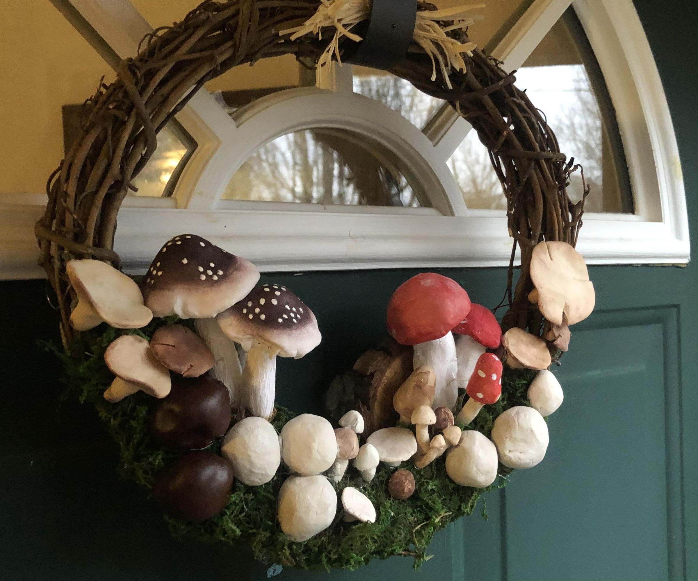 Animal Crossing Inspired Mushroom Wreath
