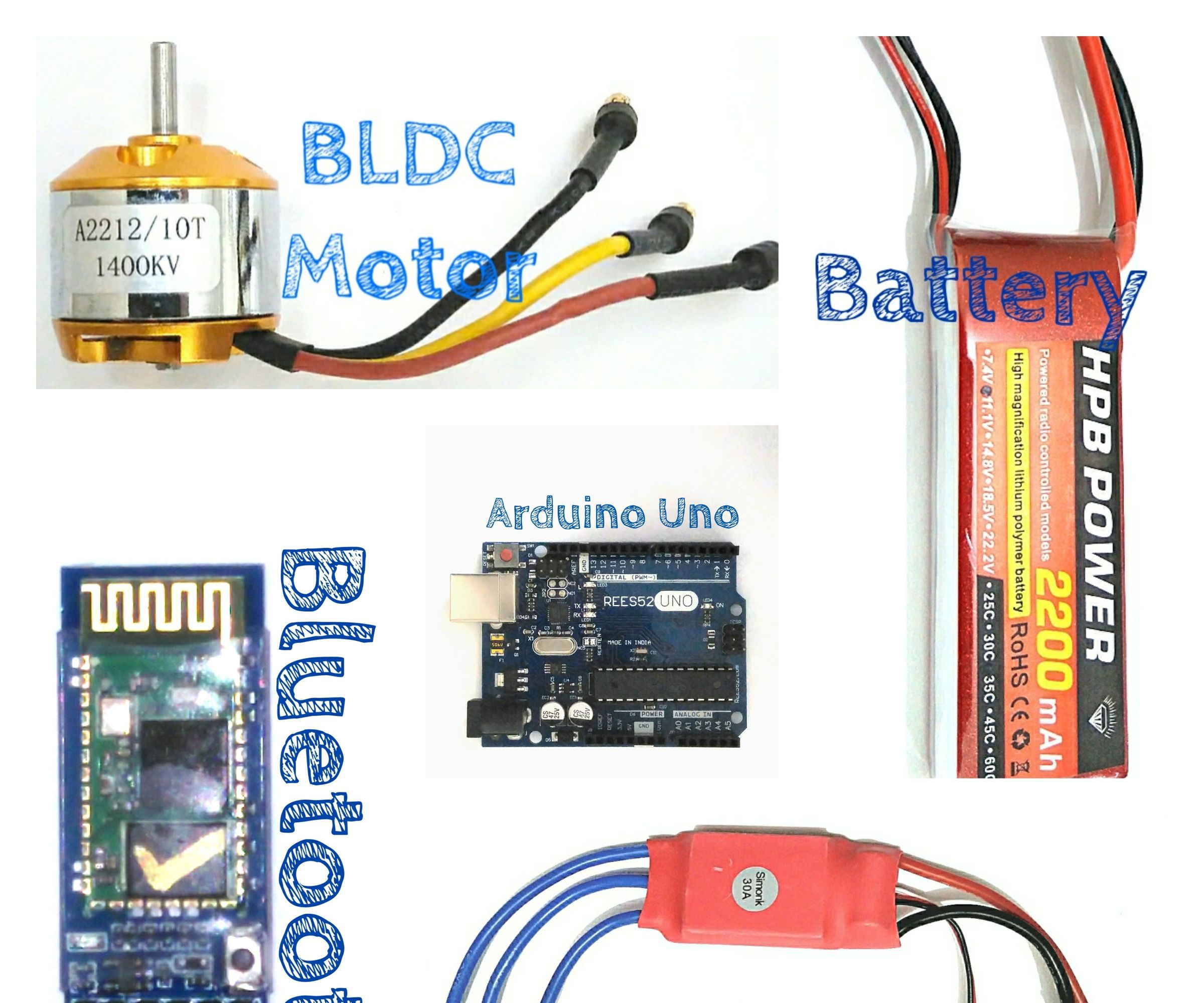 Control the Speed of Brushless DC Motor Using Arduino and Bluetooth Module(HC-05)