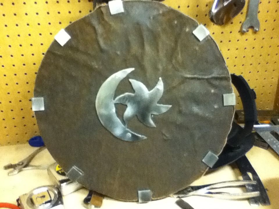 Leather and Wood Shield With Metal Plating