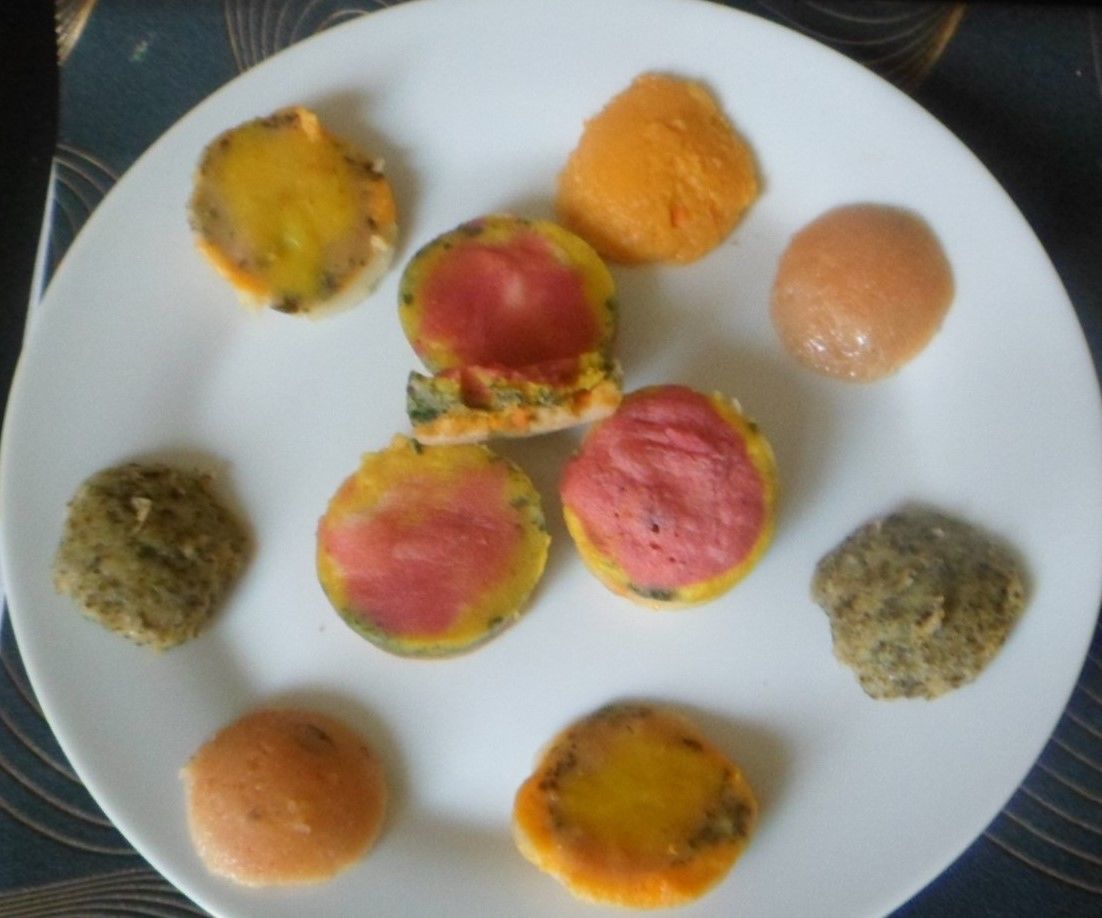 Steamed Rainbow Semolina Bites