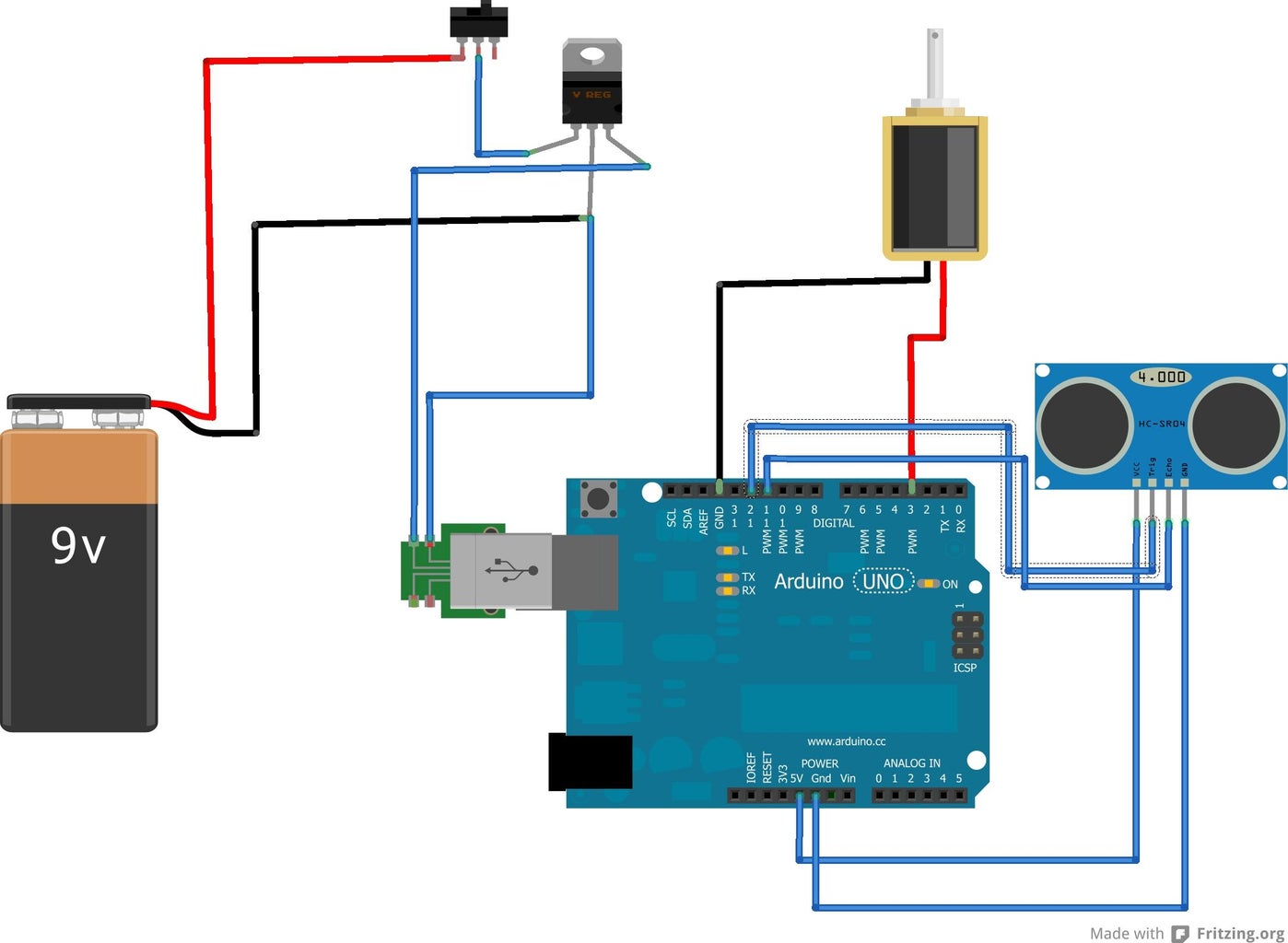 UltraSonic Enhanced Navigation System for the Visually Impaired 3 Circuit Diagram