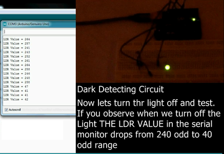 Light & Dark Detecting Circuit Using Arduino UNO : 8 Steps (with ...