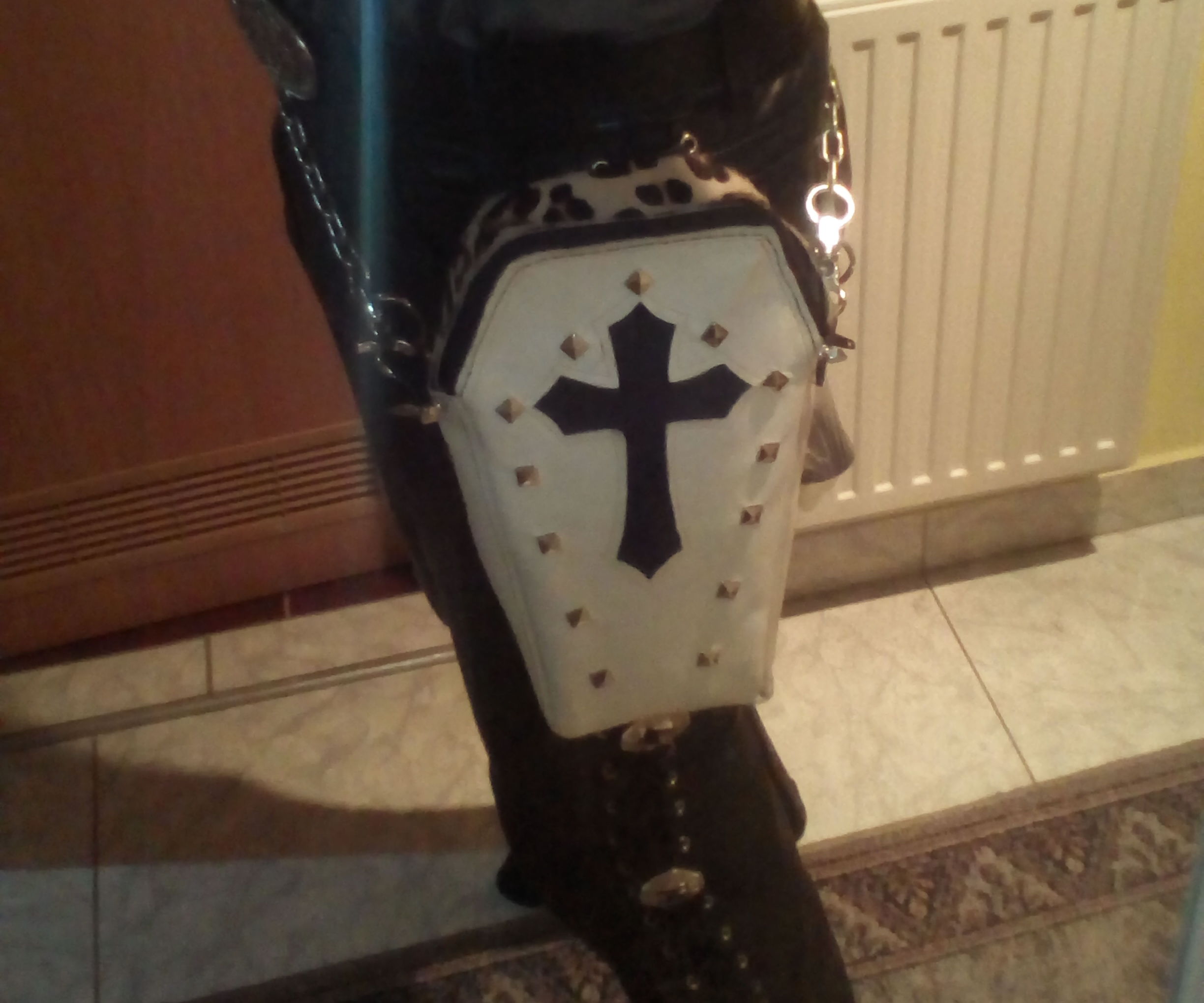 Coffin shaped leather bag