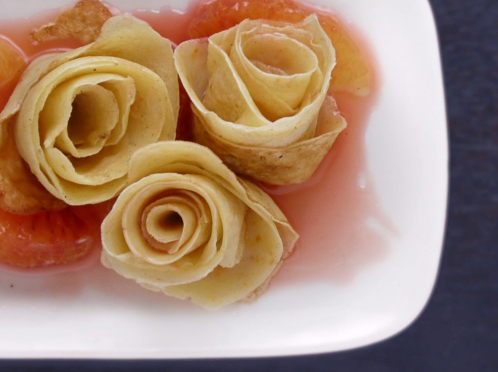 Crepe Roses With Blood Oranges and Cardamom