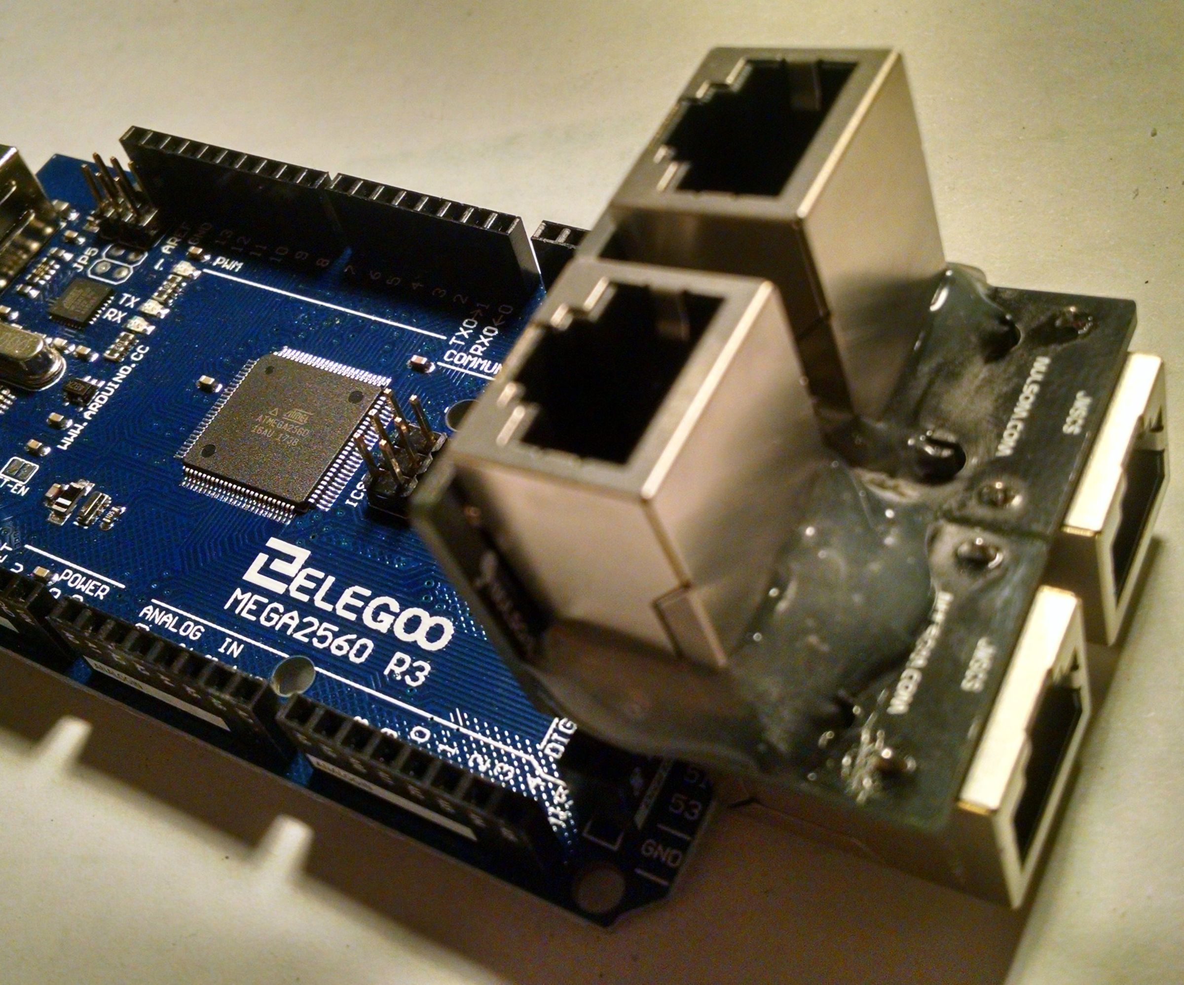 Arduino Mega RJ45 Plugs for Cable Management