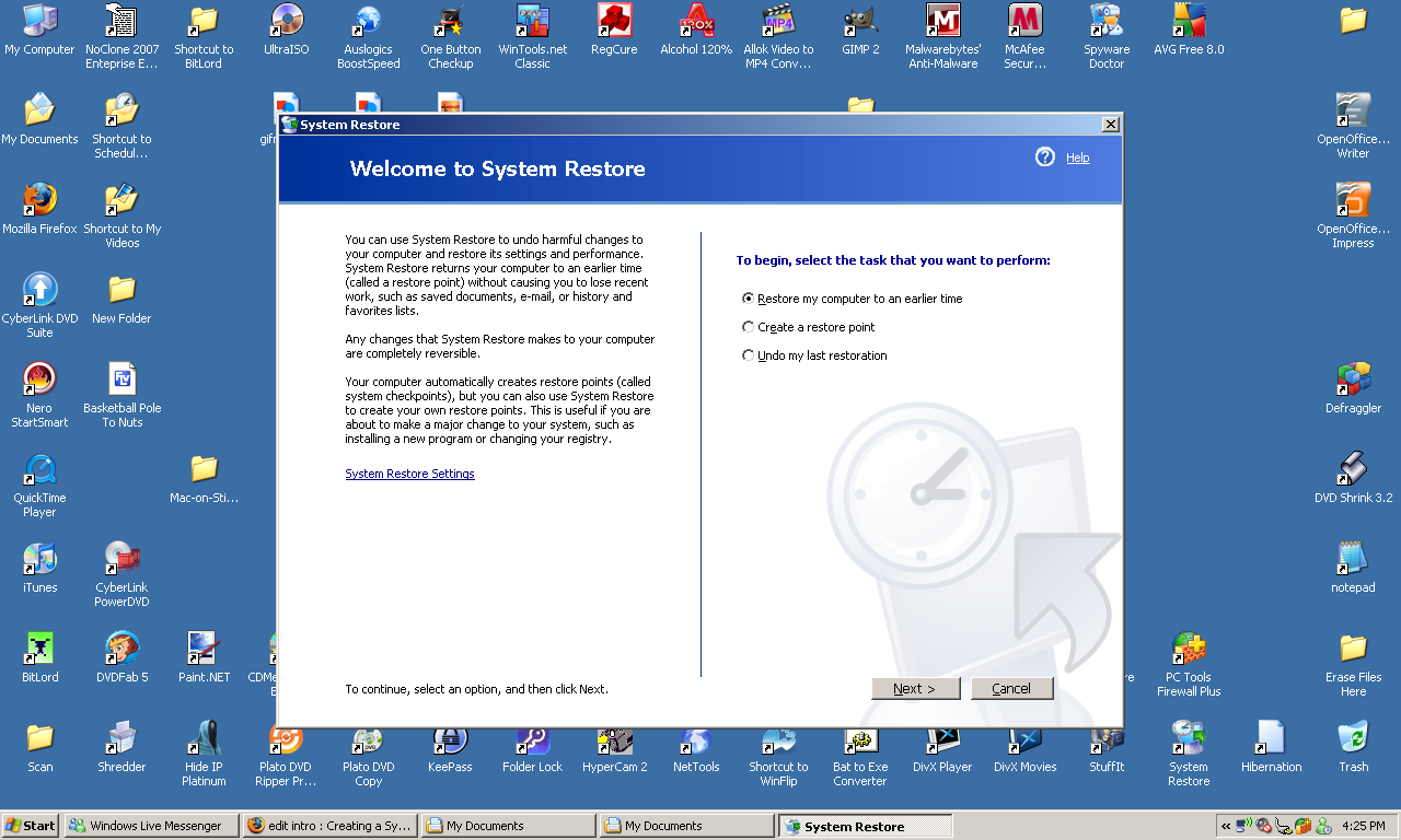 Creating a System Restore Point