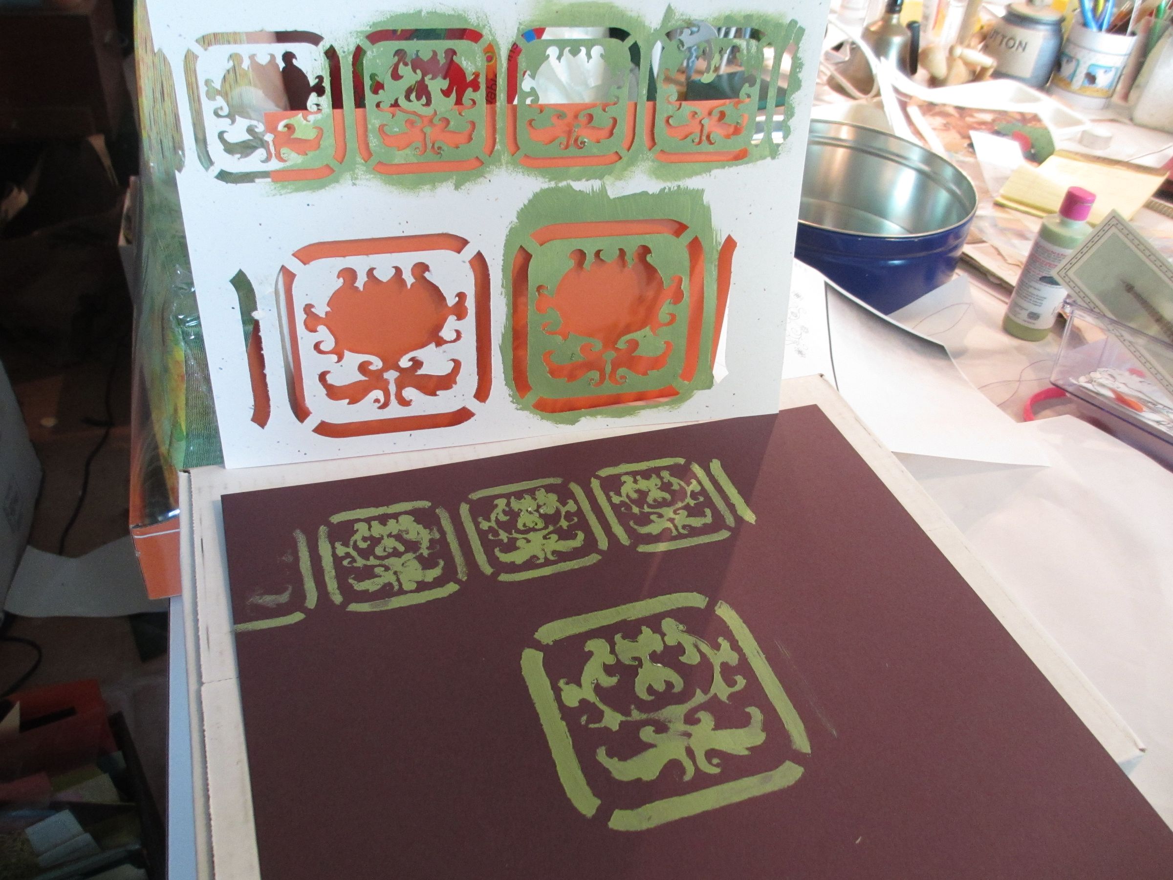 cutting a stencil on the laser cutter