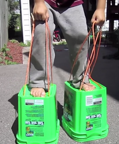 Simple 'tin can' walking stilts for kids
