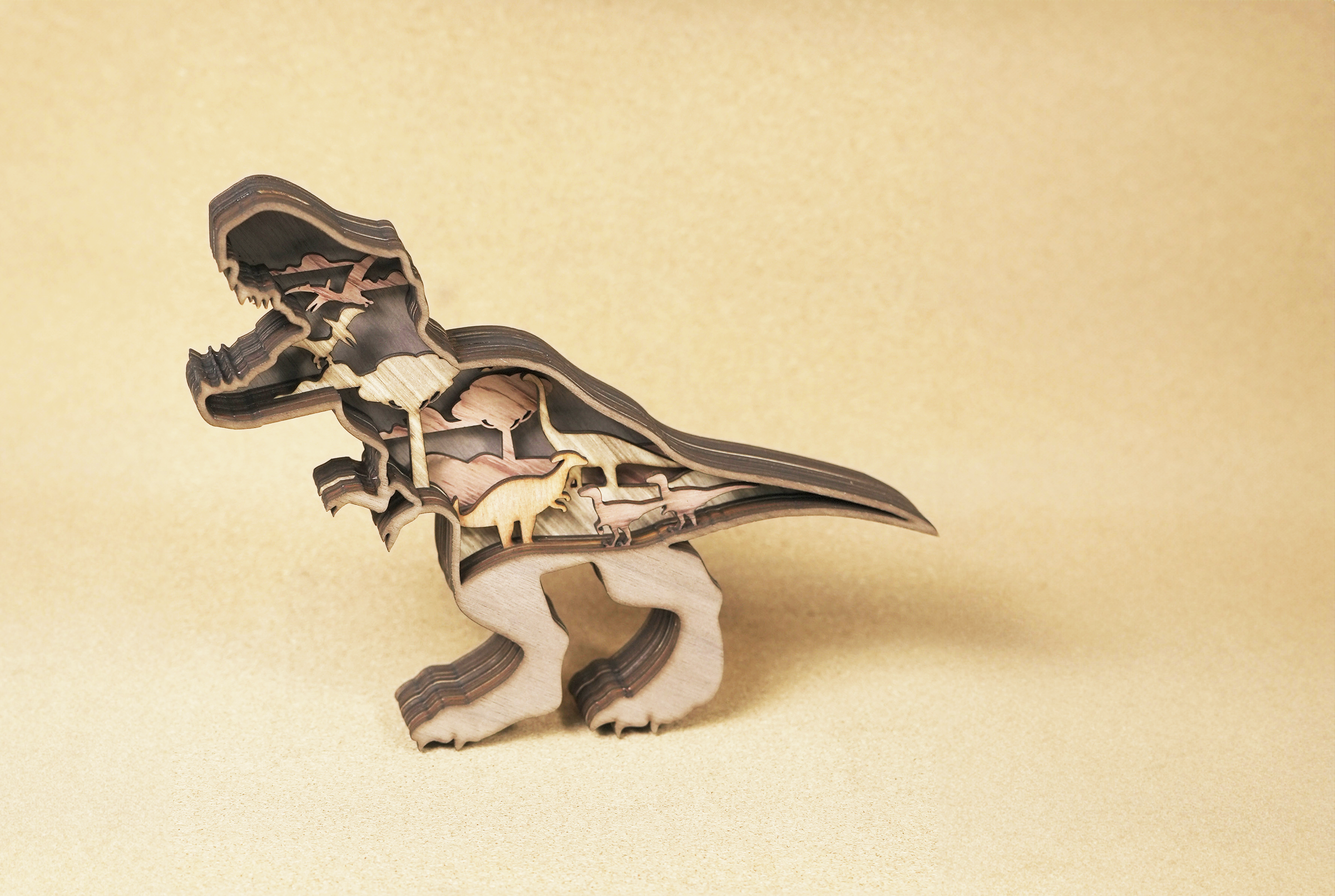 Laser Cut and Engrave Multi-Layered Wooden Dinosaur Craft