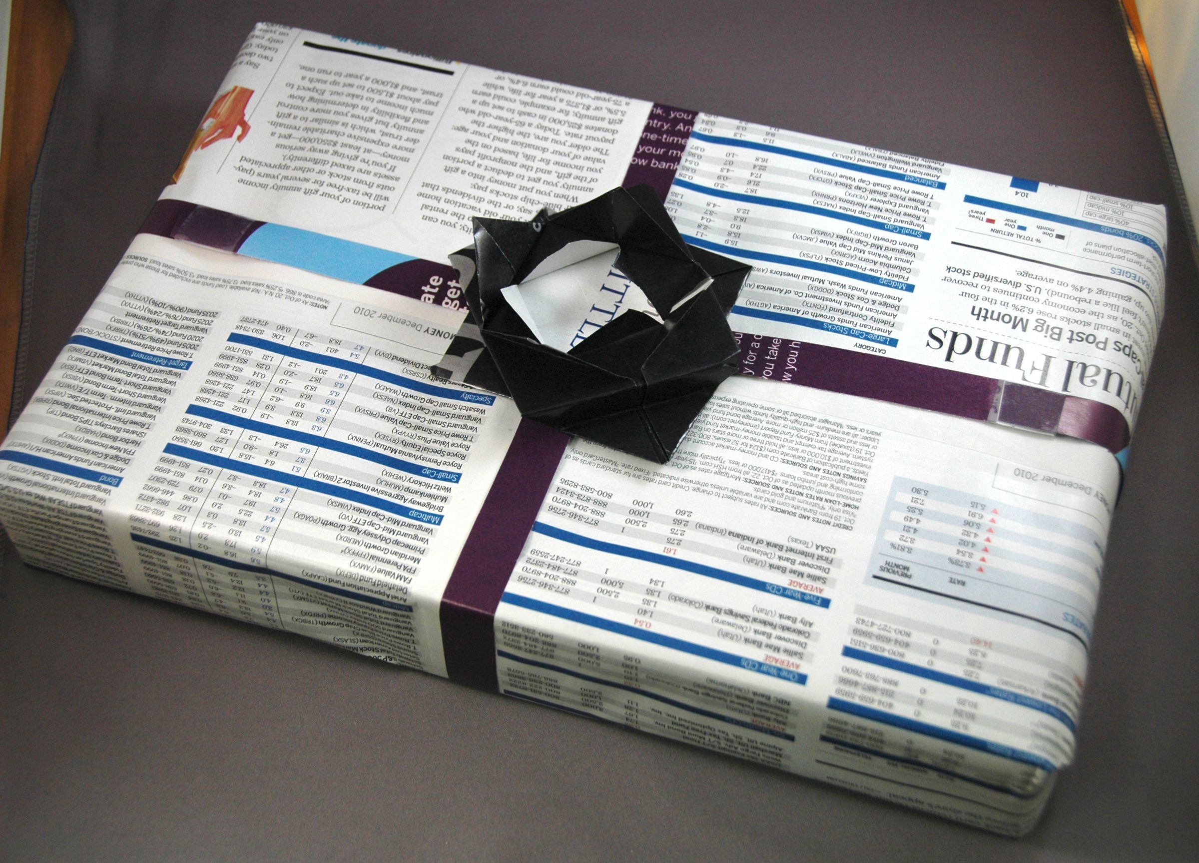 No-Cost Magazine Gift Wrap, Origami Box & Bow