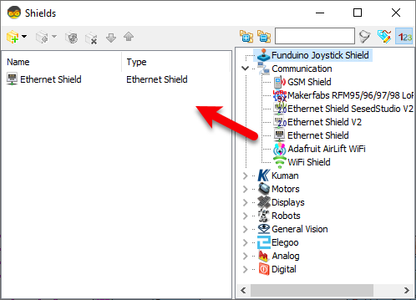 In Visuino Add Ethernet Shield