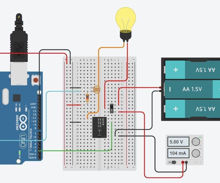 Arduino Relay Activated Light Dependent Lamp