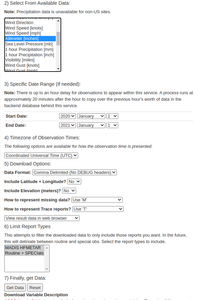 Selecting Altimeter and Date Range