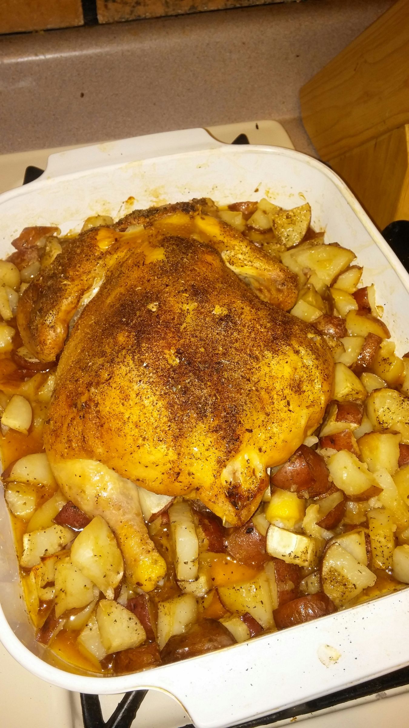 Oven Baked Whole Chicken With Red Potatoes 6 Steps Instructables