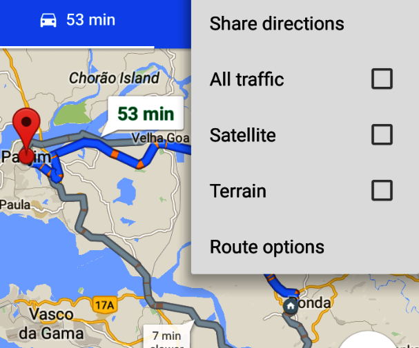 Save google map directions as way-points and navigate offline on an Android device