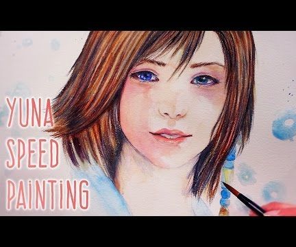 Yuna Coloring Process With Watercolors and Pencils