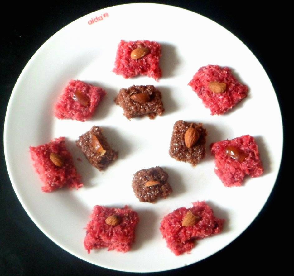Choclate Coconut Fudge and Beetroot Coconut Fudge