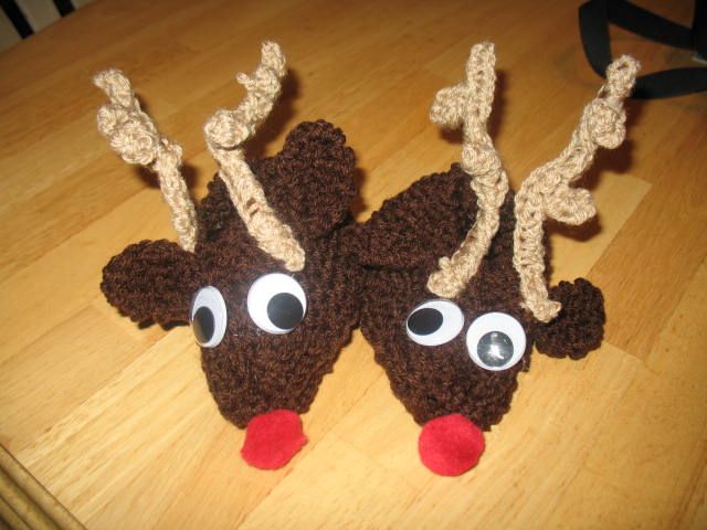 Red-Nose Reindeer Slippers