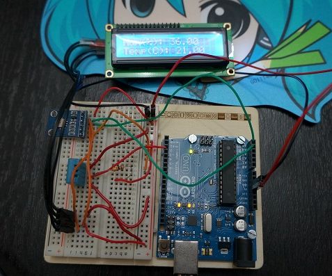 Arduino Portable Weather Monitor, altimeter, temperature, humidity, using DHT11 and BMP85 with LCD using only 3 pins