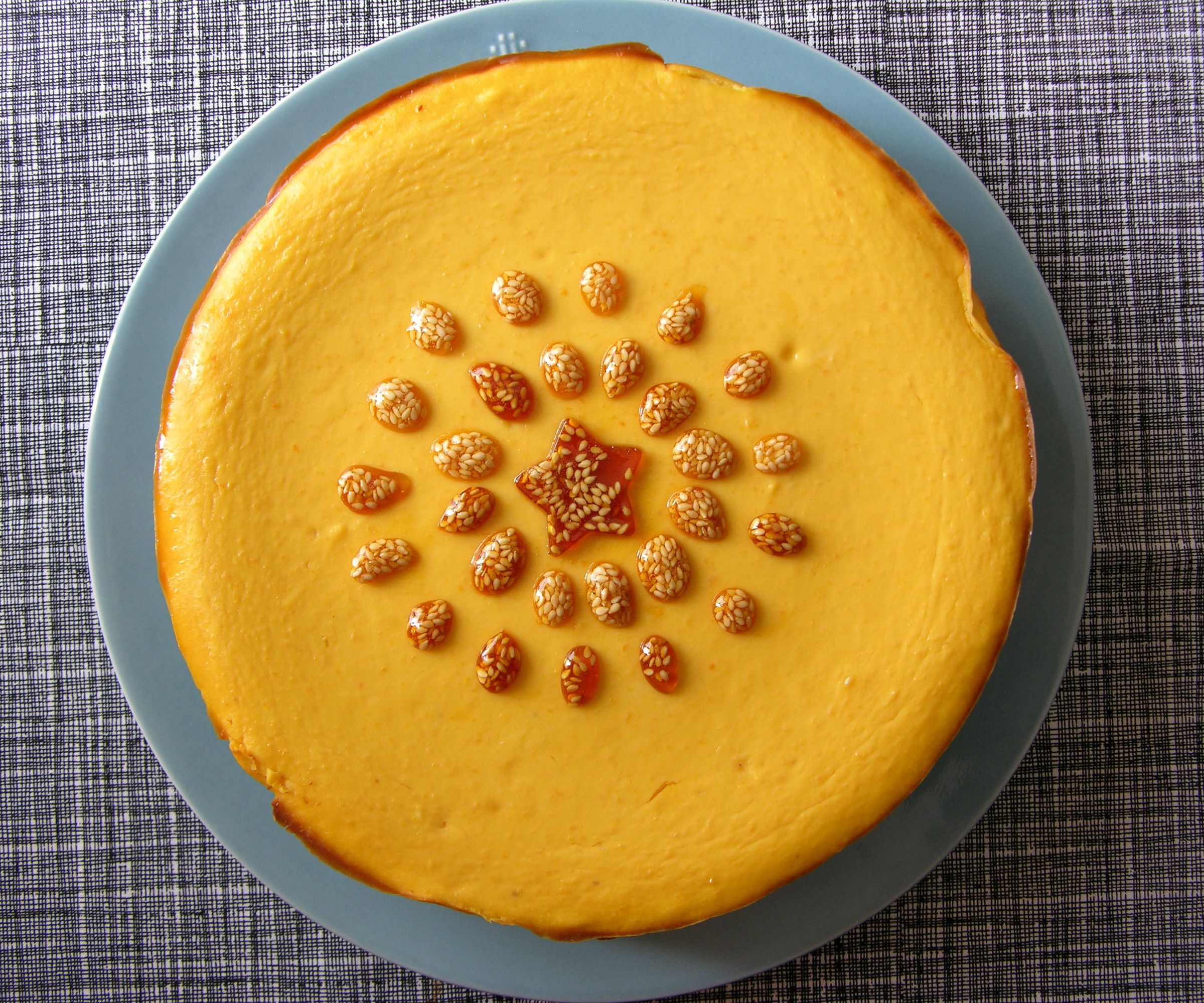 Butternut Squash Cheesecake With Tear Drop Sesame Candy