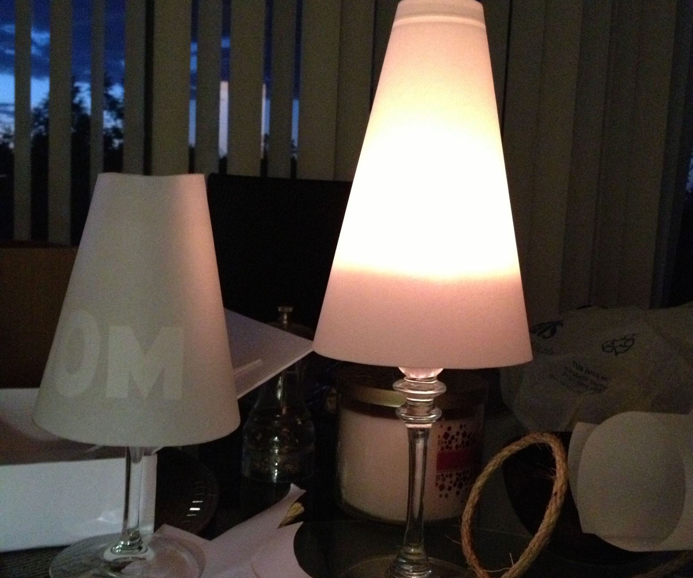 Wine Glass Lamp Shade (Wedding Place Markers?)