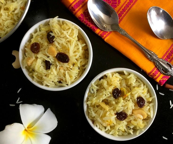 Indian Sweet Saffron Rice With Apples