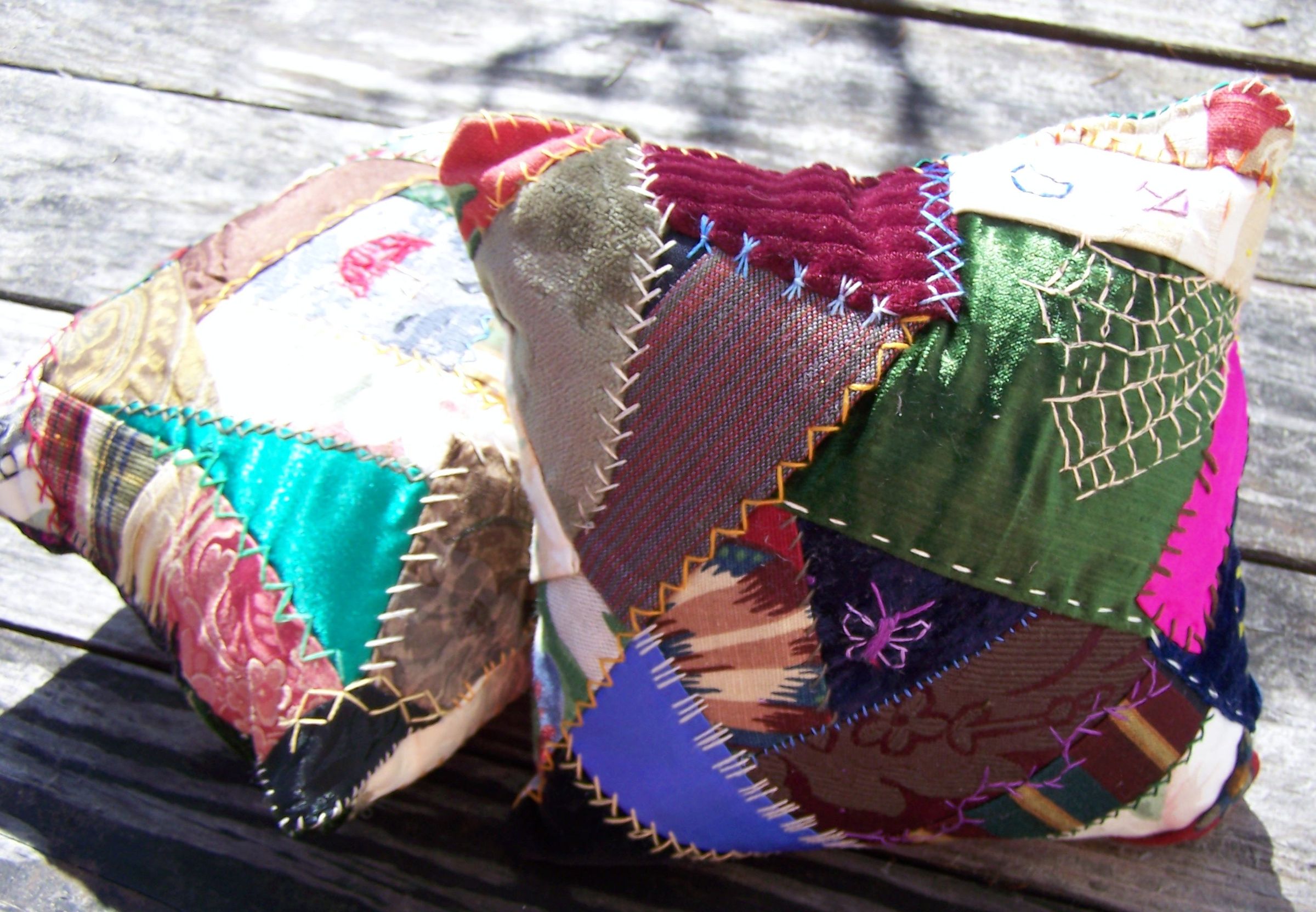 Hand Embroidered Crazy Quilt Pillows