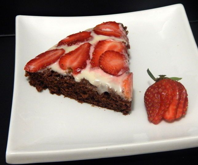 Chocolate Cake With Cream Cheese & Strawberry Topping