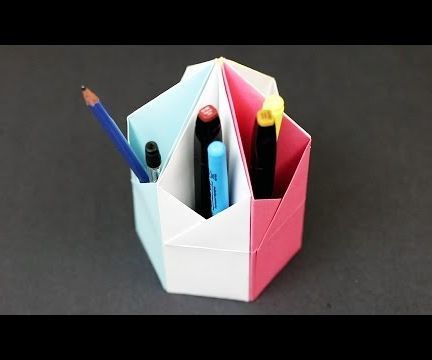 Origami Triangular Pencil Holder Desk Organizer Easy Paper Craft Tutorial!