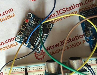 Connect the ISD1802 Voice Module.