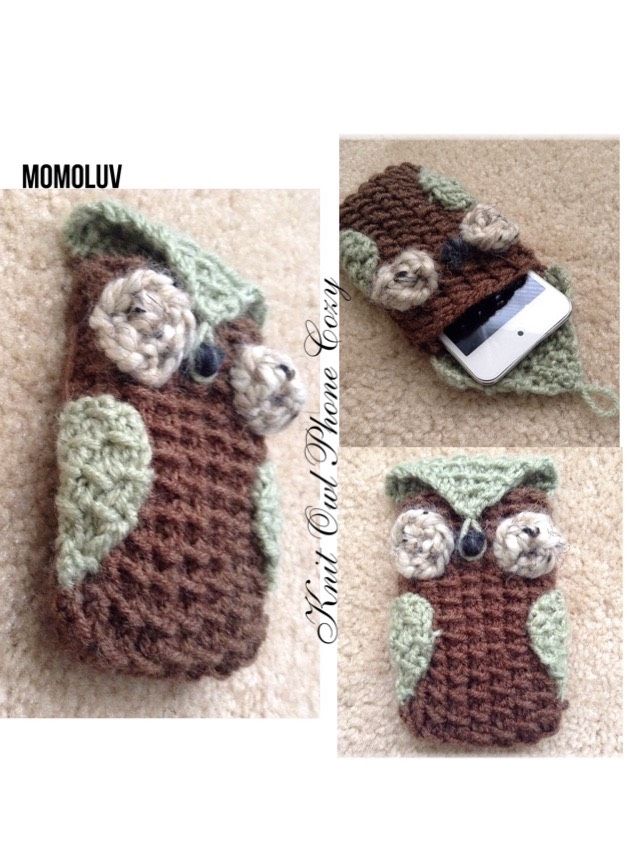 Knit Owl Phone Cozy