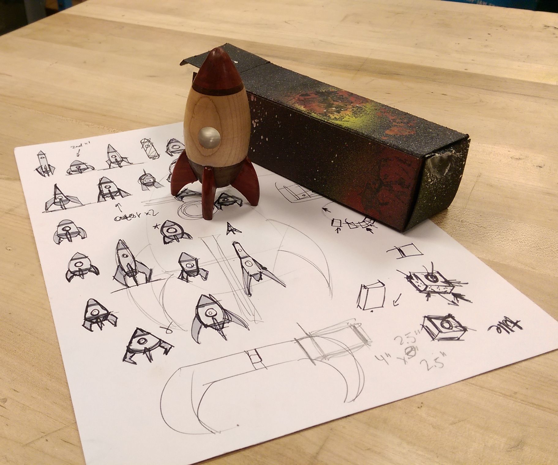 Wooden Rocket With a See-Through Window