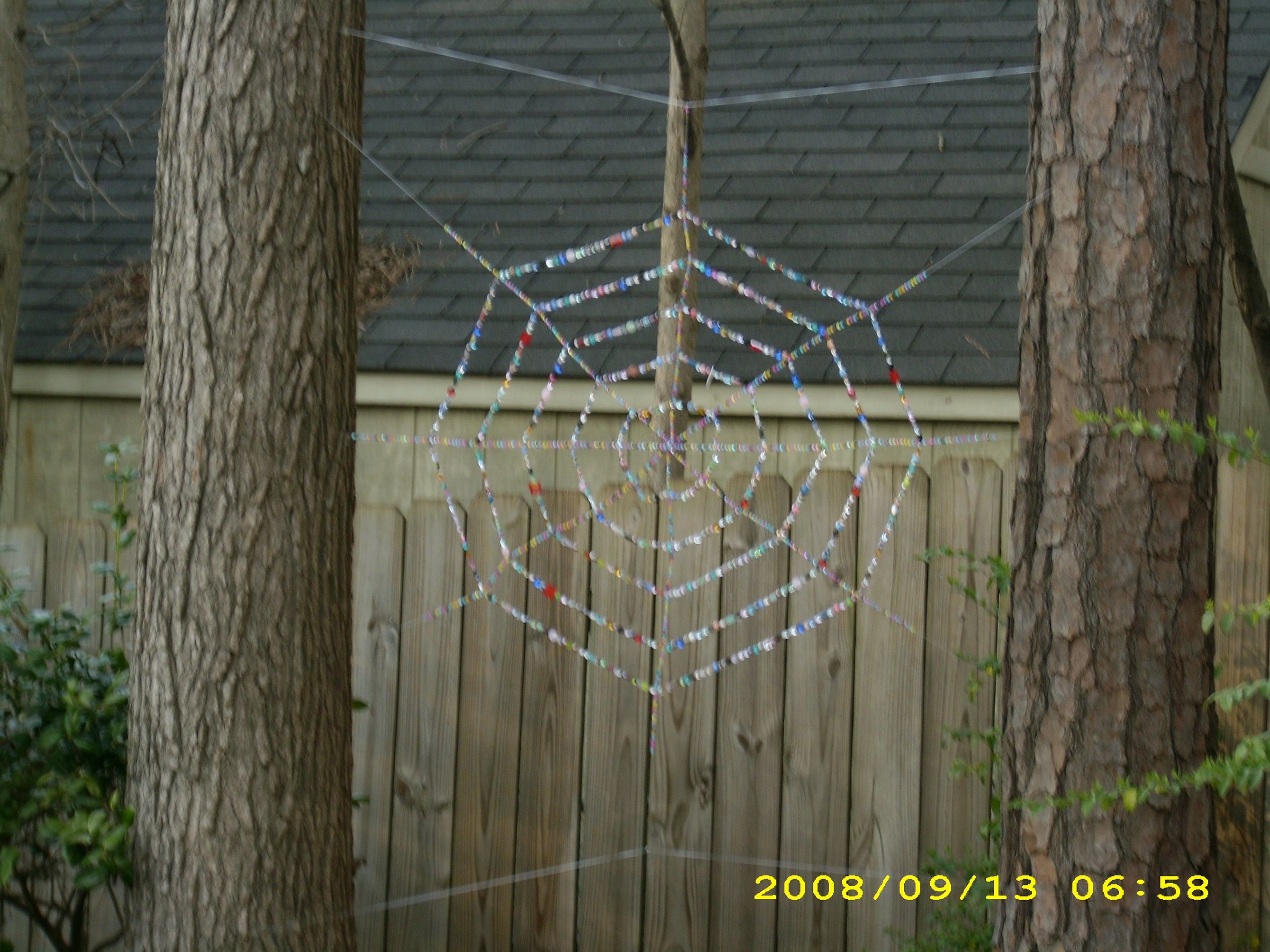 Beaded Spider Web Garden Art