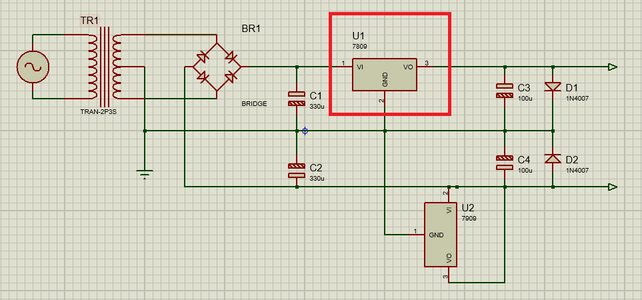 Connecting 7809 Positive Voltage Regulator