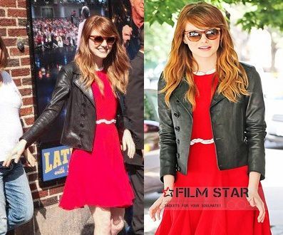 Emma Stone Black Leather Jacket