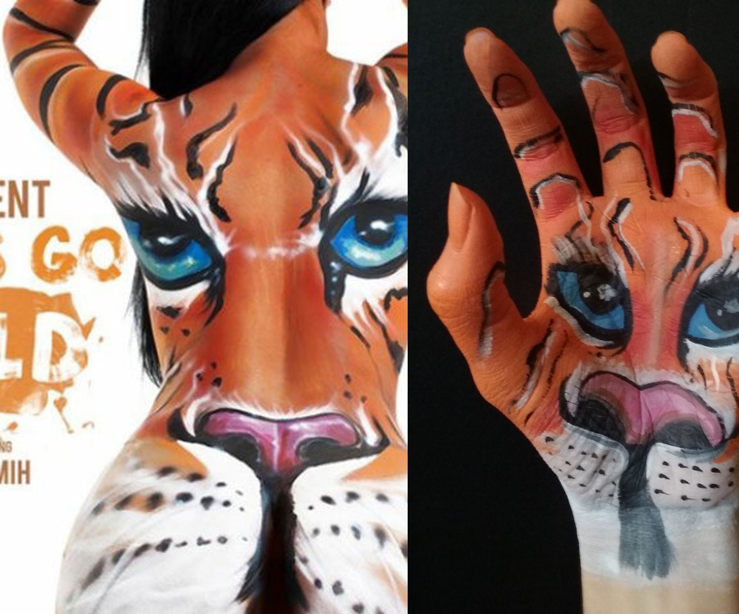 Tiger Face Hand Art