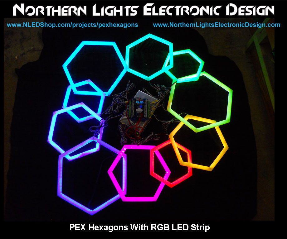 PEX Pipe Hexagons With RGB LED Strip