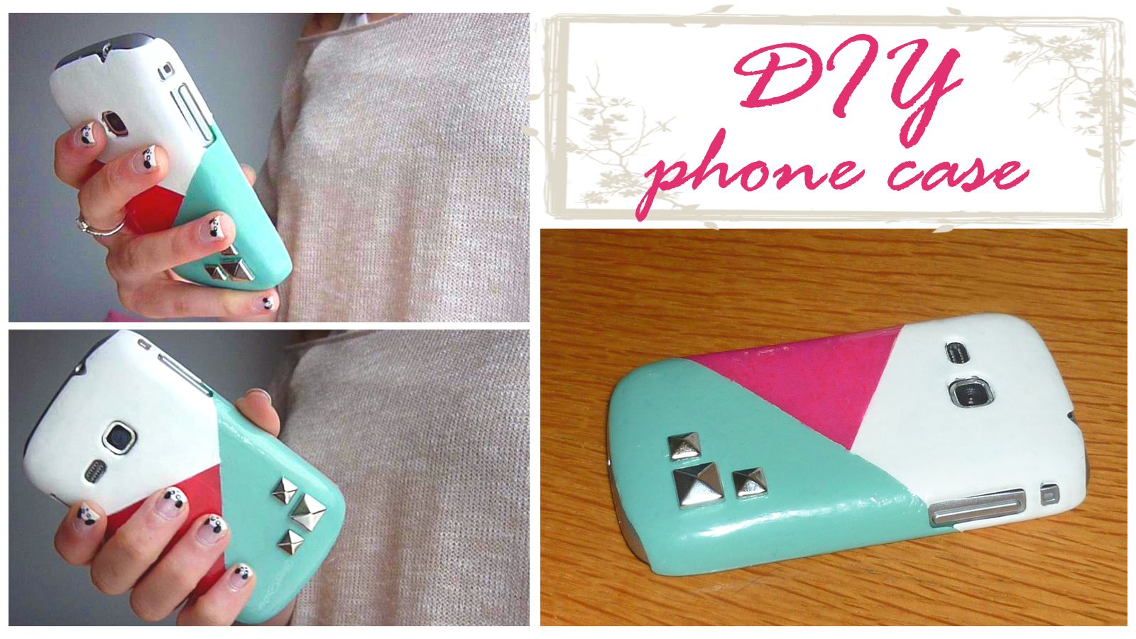 DIY PHONE CASE: Geometric Print & Studs!! (EASY&CHEAP)