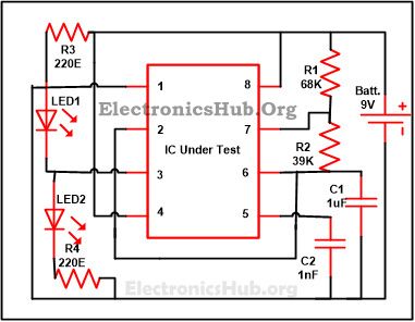 555 Timer IC Testing Circuit