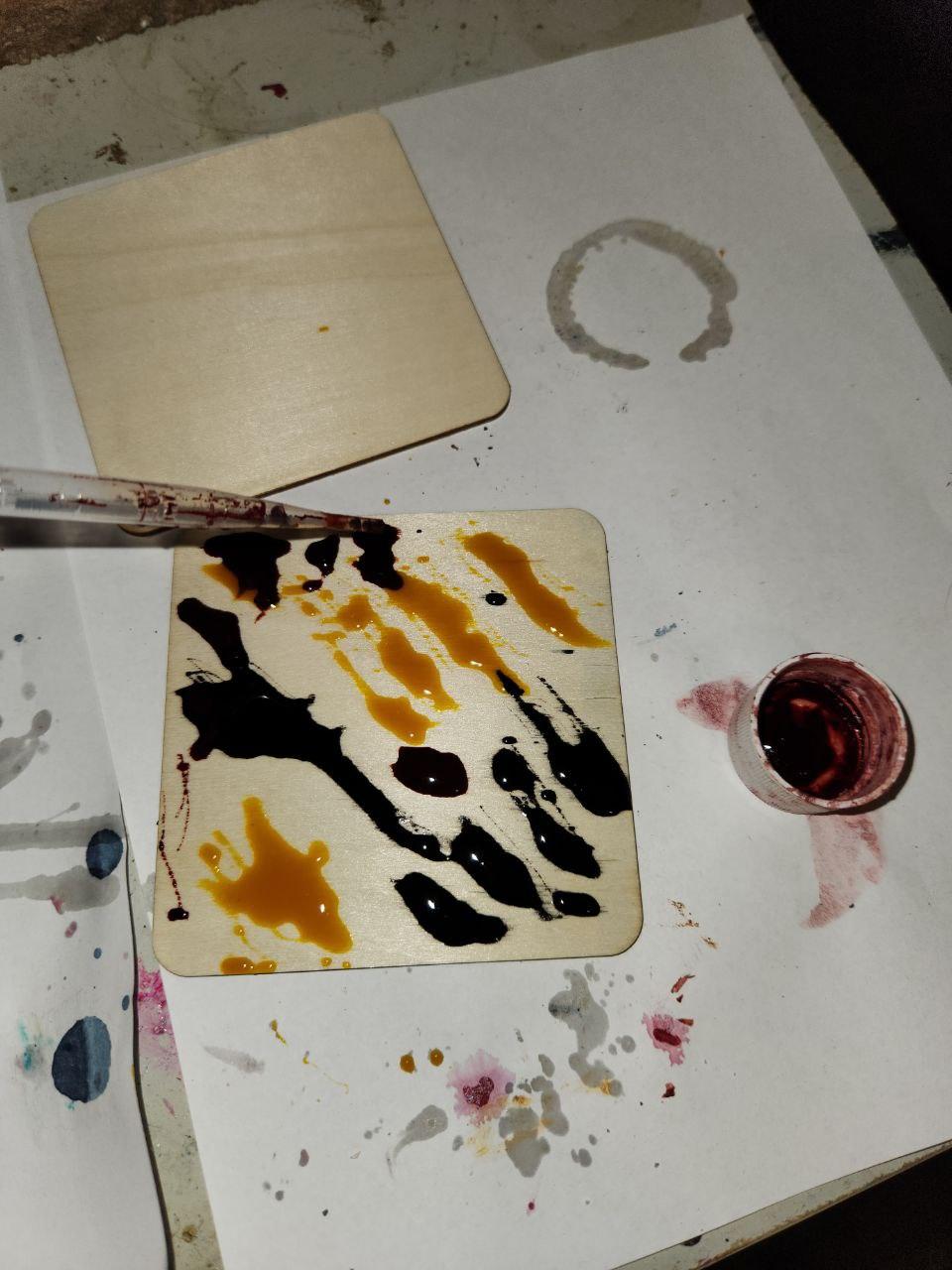 Allowing the Rit Dye to Dry on the Wood.