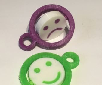 Emoji Keychain for 3d Printing of One or Two Colors With Mechanical Movement