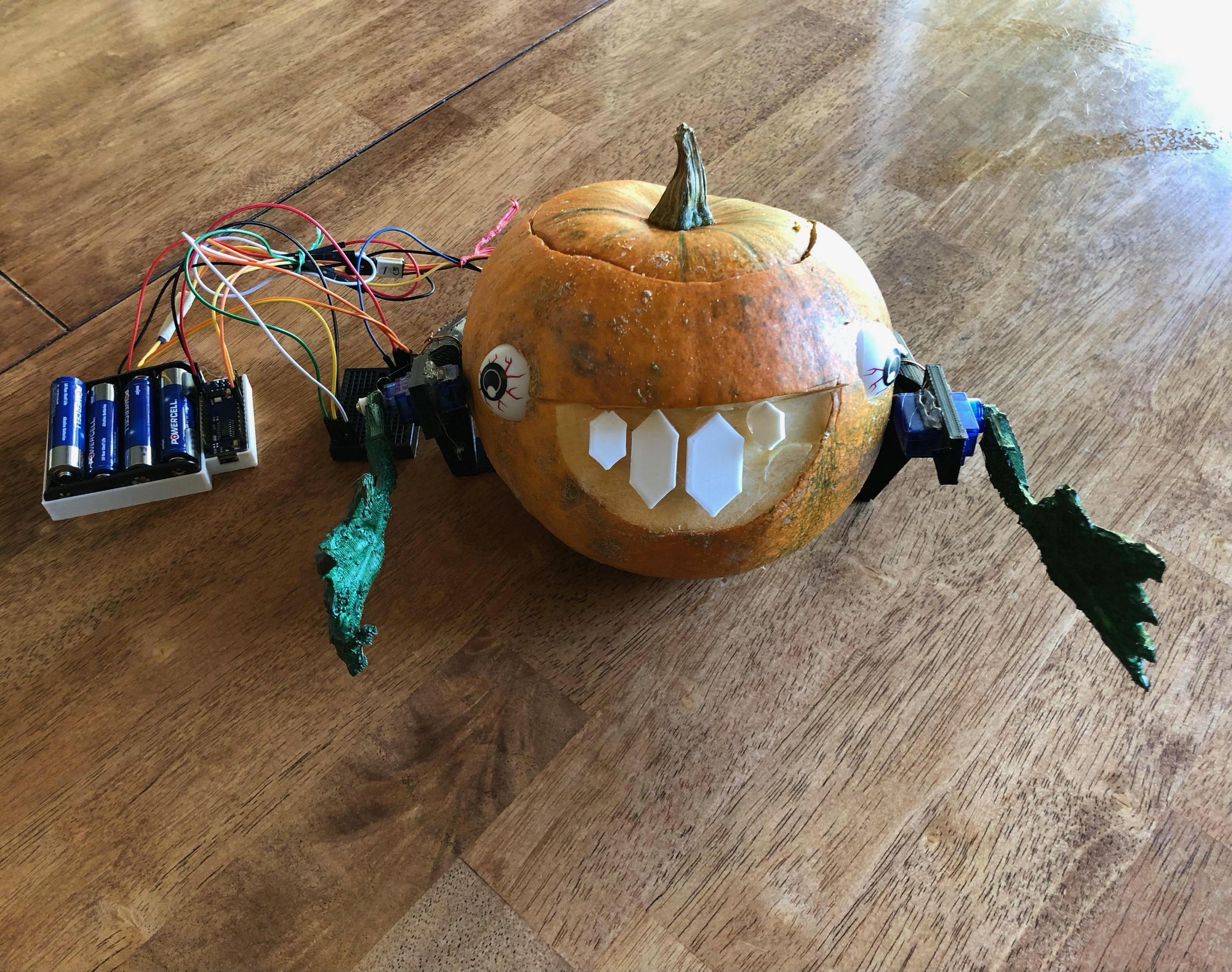 Halloween Waving Pumpkin Arms Using Micro Servos and Arduino Nano With 3D Printed Parts