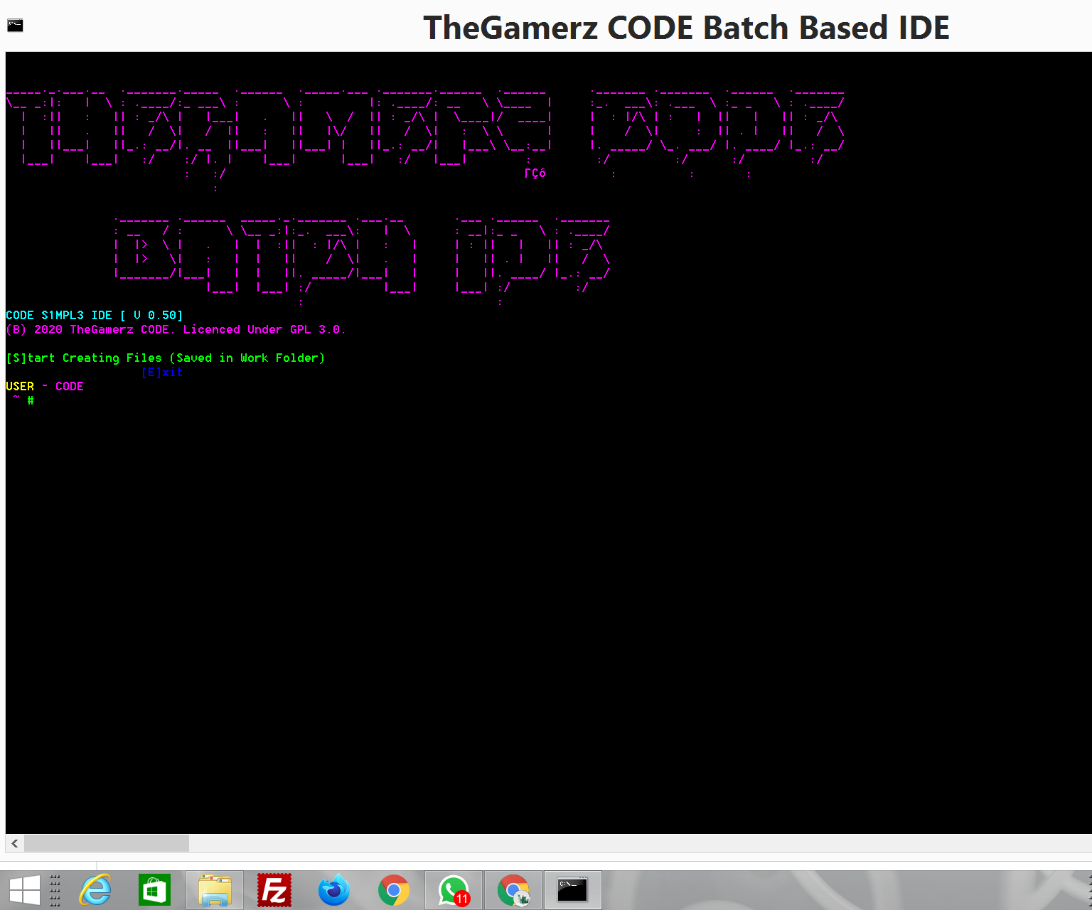 CODE's Batch Based IDE