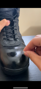 Put Polish on Damp Cotton Ball and Polish Boot