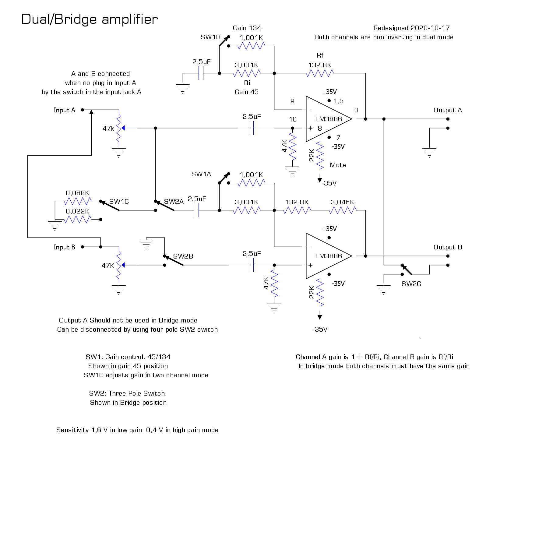 LM3886 Power Amplifier, Dual or Bridge (improved) : 11 Steps (with